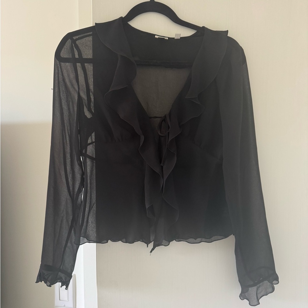 Aritzia Wilfred Frenchy Blouse - Sheer Black